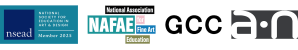 Logos of various educational and art institutions, including NSEAD and NAFEA, displayed in a horizontal arrangement.